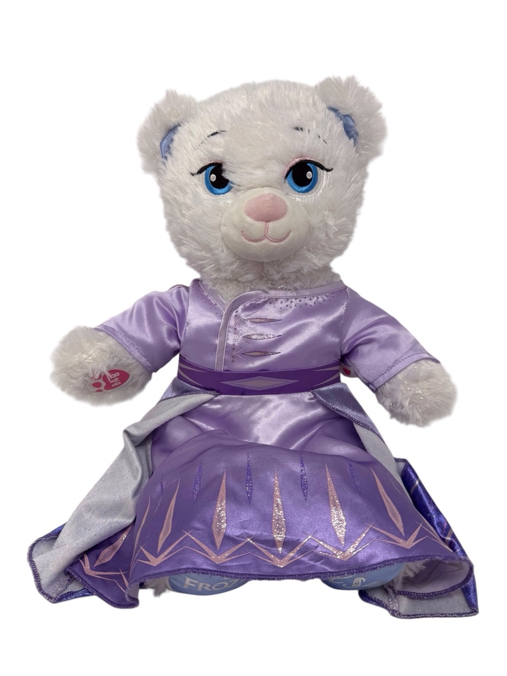 Build A Bear Workshop Disney Frozen II Elsa 17" Plush Bear W/Purple Satin Dress